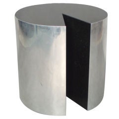 Vintage Aluminum and Granite Slice Cylinder Table Produced by Pace