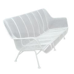 Retro Wrought Iron and Steel Mesh Couch by Russell Lee Woodard Co.