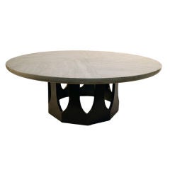 Harvey Probber round coffee table with arched wood base