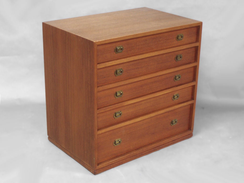 Danish Compact Teak Chest of Drawers by Ole Wanscher