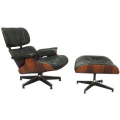 First Year Production Eames Lounge with Swivel Base Ottoman