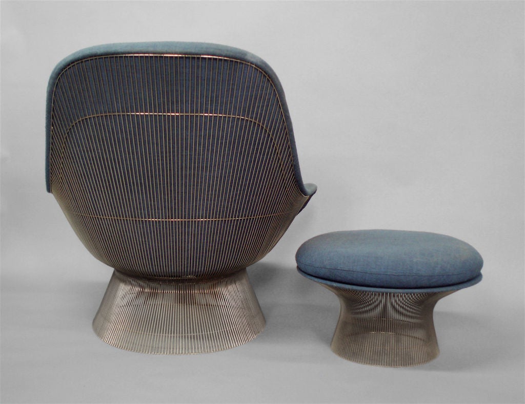 Tall Back Lounge Chair with Ottoman by Warren Platner