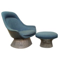 Tall Back Lounge Chair with Ottoman by Warren Platner