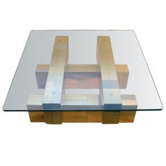 Paul Evans Glass top "City Scape" coffee table