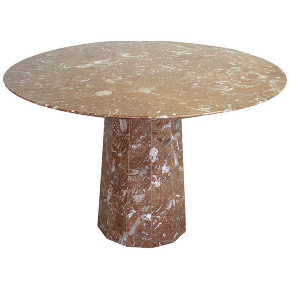 Pedestal Marble Dining Table in the Style of Angelo Mangiarotti