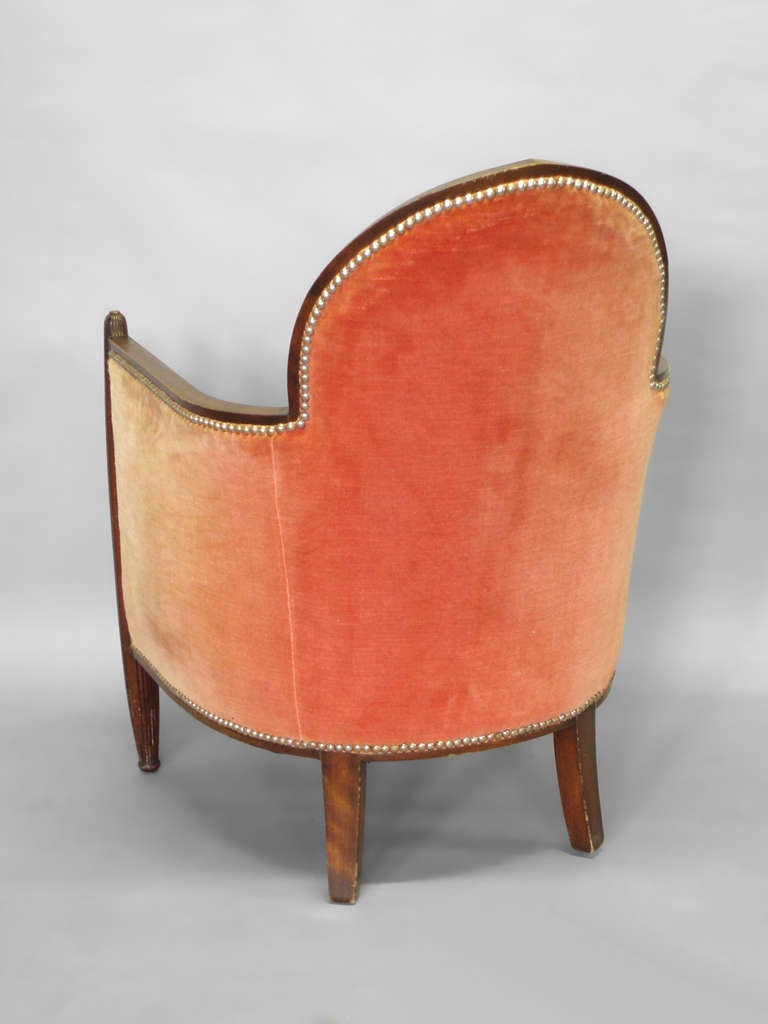 Art Deco Fluted Front Art  Deco Lounge Chair Attributed to Eugene Schoen