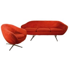 Retro Overman Suite  Couch and Swivel Tub Chair