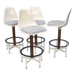 Four Atomic Age Swivel  Bar Stools by the Burke Company