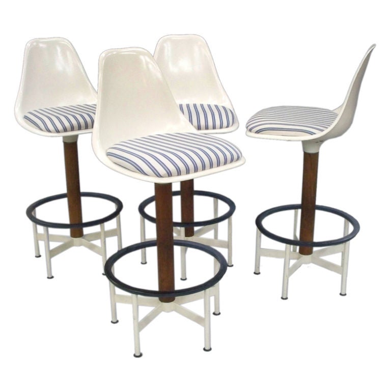 Four Atomic Age Swivel  Bar Stools by the Burke Company