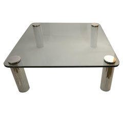 Thick Glass Top Coffee table with chrome tube legs