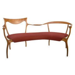 Vintage Italian Handcrafted Wood Bench designed by Roberto Lazzeroni