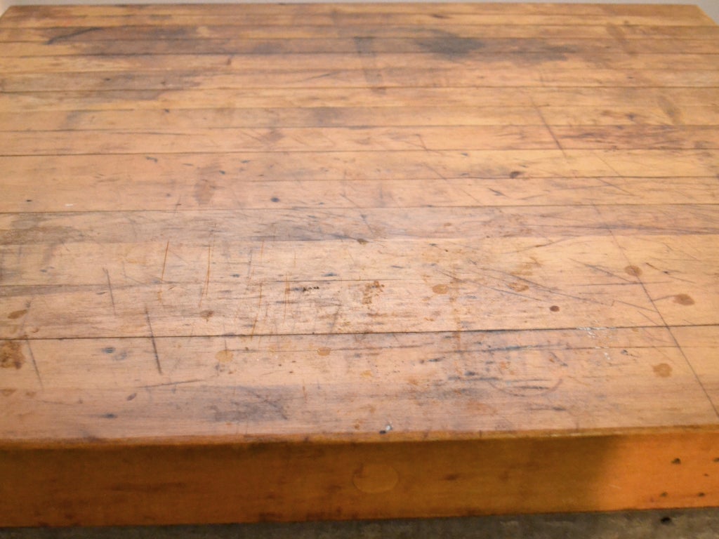 20th Century Industrial Kitchen Work Station Butcher Block Wood Top