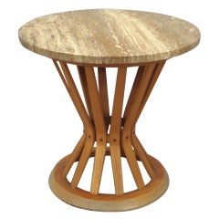 Travertine Top Sheaf of Wheat Occasional Table by Edward Wormley