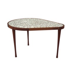 Circle Tile Top Walnut Occasional Table by Gordon and Jane Martz
