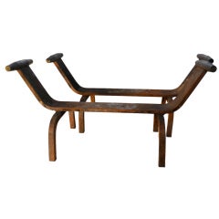 Pair of Iron / Brass Modernist Andirons