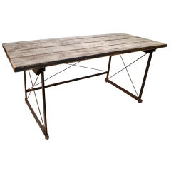 Industrial Desk / Console Table with "X" form steel base