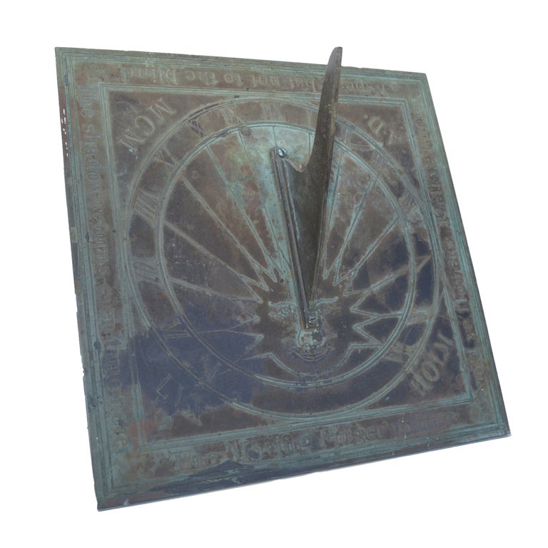 19th Century Bronze Sun Dial with solid gnomon