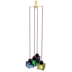 Glass Cube Hanging Pendant Lamp by Flavio Poli for Seguso