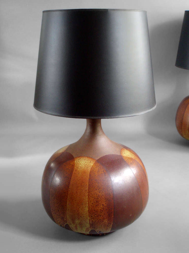 Overscale Japanese Style Pottery Table Lamps at 1stDibs