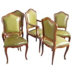 Set of Ten Louis XV Style Leather Dining Chairs