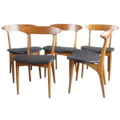 Set of Ten Teak and Oak Dining Chairs in the Style of Hans Wegner