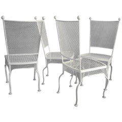 Set of Four Wrought Iron Dining Chairs by Woodard
