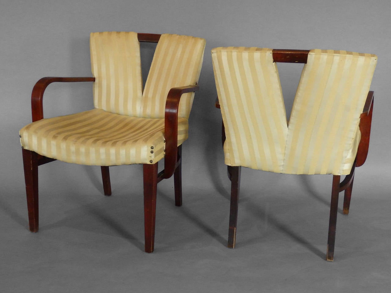 American Pair of Paul Frankl Pull Up Armchairs