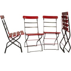 Vintage Steel and Wood Stadium Folding Chairs