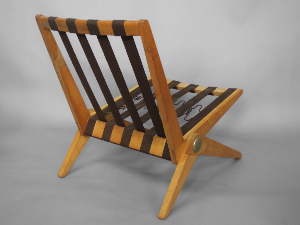 American Early Knoll Maple Frame Scissor Chair by Pierre Jeanneret