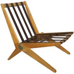 Early Knoll Maple Frame Scissor Chair by Pierre Jeanneret