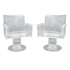 Pair of Vladimir Kagen Style Acrylic Lucite Lounge Chairs