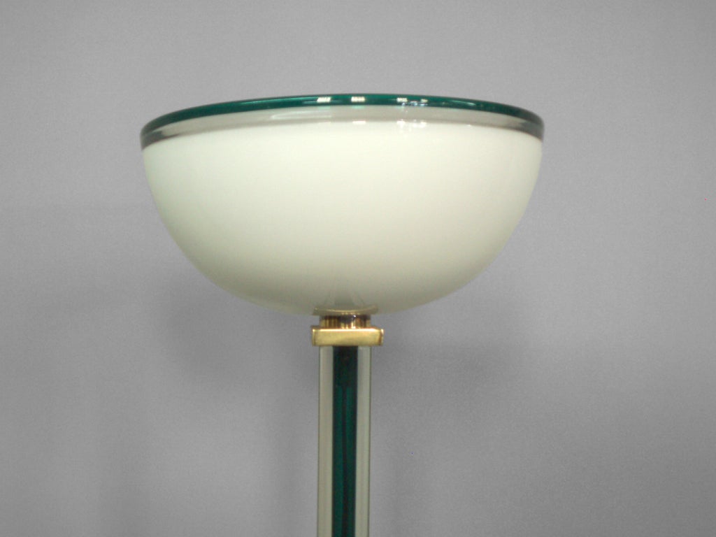 Mid-Century Modern Italian Glass with Brass Torchiere by Venini, Murano For Sale