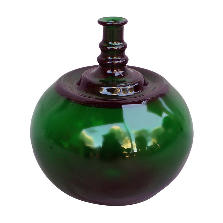 Bulbous Green Glass Vase by Kaj Franck