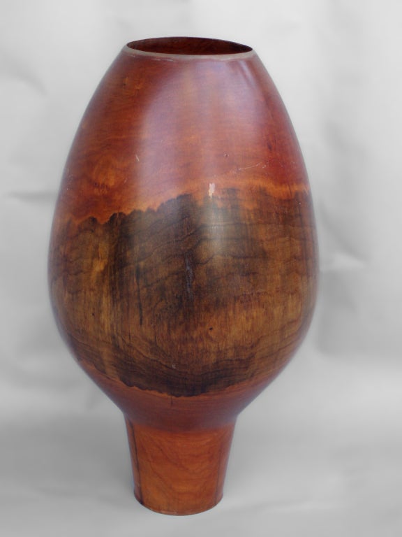 Mid-Century Modern Large-Scale Turned Cherrywood Vessel Signed Phillip Moulthrop