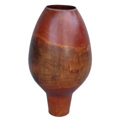 Large Scale Turned Cherry Wood Vessel Signed Phillip Moulthrop 1
