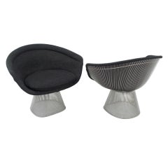 Pair of Chrome Wire Frame Lounge Chairs by Warren Platner
