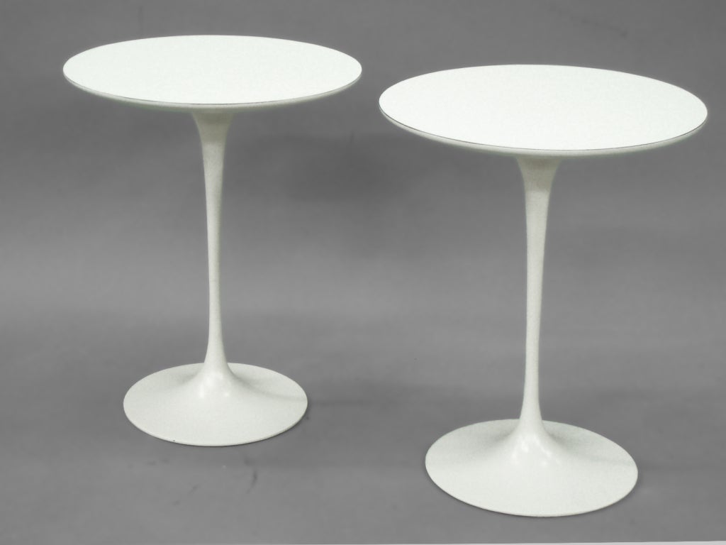 Pair Early Production Cast Iron Tulip Tables by Eero Saarinen for Knoll