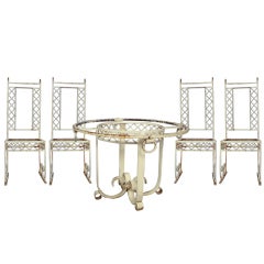 Neo-Classic Wrought Iron Outdoor Table and Chairs