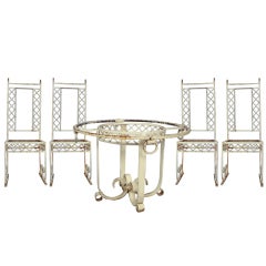Vintage Neo-Classic Wrought Iron Outdoor Table and Chairs