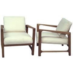 Pair of Raw Mahogany Frame Lounge Chairs by Harvey Probber