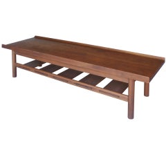 Retro Walnut Bench / Coffee Table by Lawrence Peabody