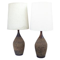 Pair of Large Natural Cork Table Lamps