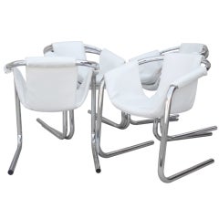 Six Chrome Tube Sling Seat Dining Chairs Zermatt chairs