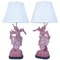 Pair of 1940s Asian theme Decorator Lamps in the Style of Tony Duquette