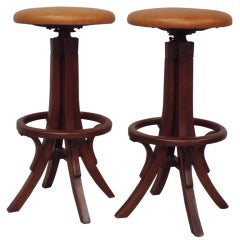 Pair of Bentwood Adjustable Height Bar Stools