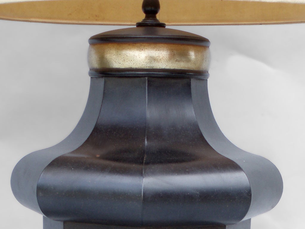 American Classical Over Scale Tin Toleware Table Lamps