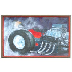 Naive Art Man Cave Car Painting of Supercharged Chrysler 3