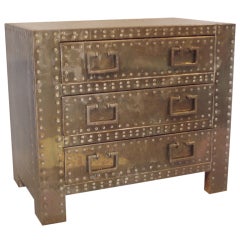 Petite Brass Clad Riveted Chest by the Sarreid Ltd. Company