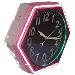 Early Gas Station Hexagon Neon Clock 3