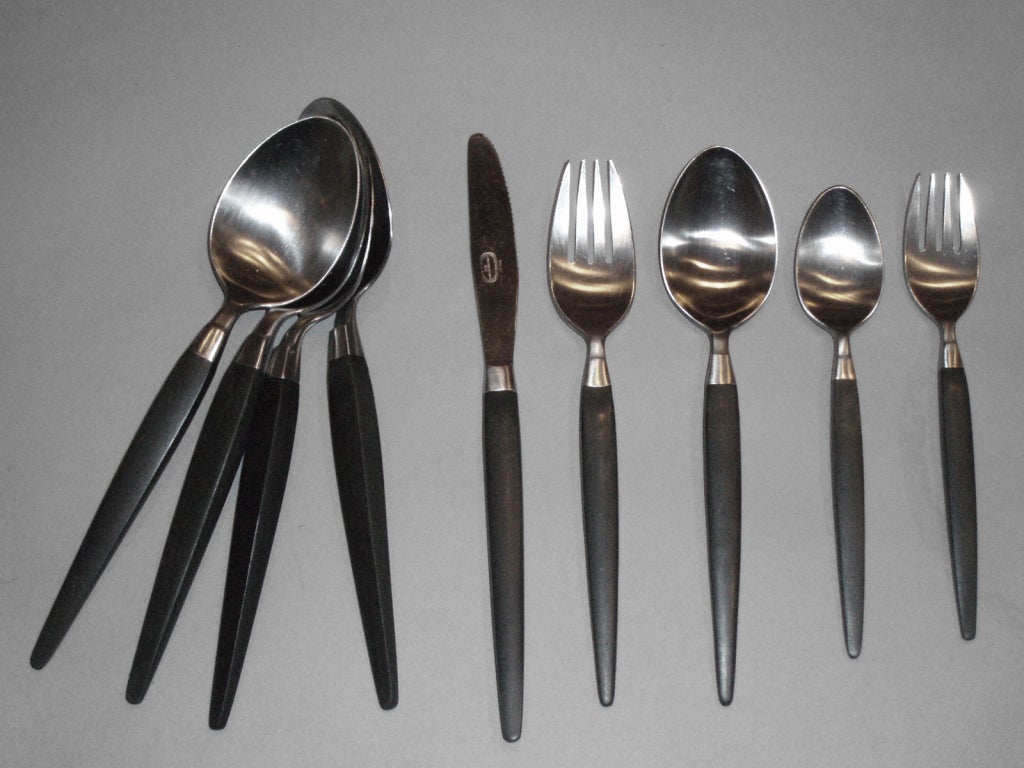 Japanese Stainless and Composite Five Piece Flatware Service  for 15